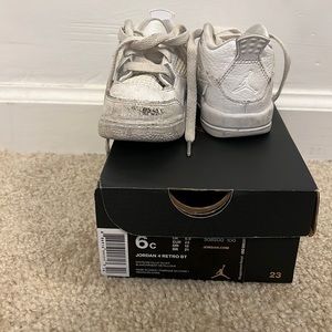Jordan 4 Retro BT size 6c Child white silver
